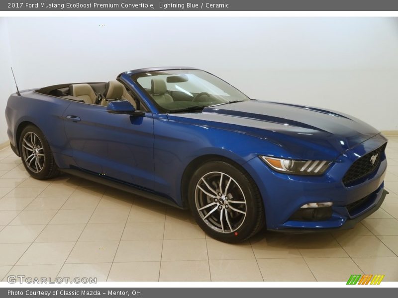 Lightning Blue / Ceramic 2017 Ford Mustang EcoBoost Premium Convertible