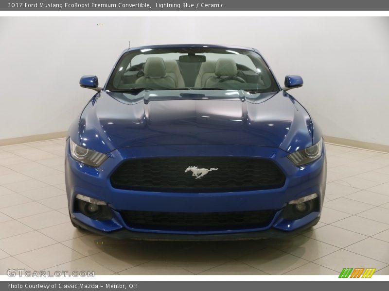 Lightning Blue / Ceramic 2017 Ford Mustang EcoBoost Premium Convertible