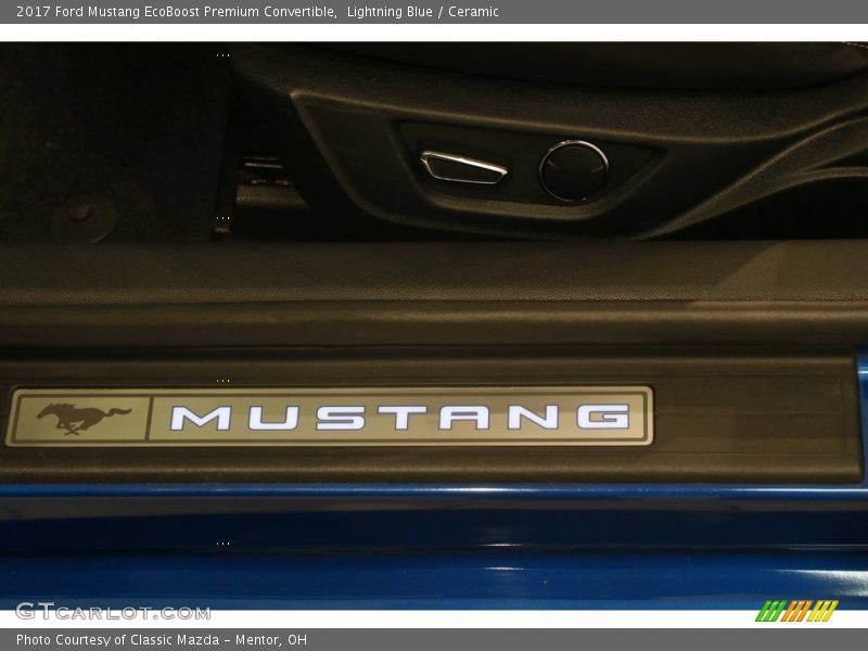 Lightning Blue / Ceramic 2017 Ford Mustang EcoBoost Premium Convertible