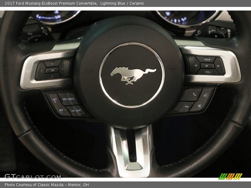 Lightning Blue / Ceramic 2017 Ford Mustang EcoBoost Premium Convertible