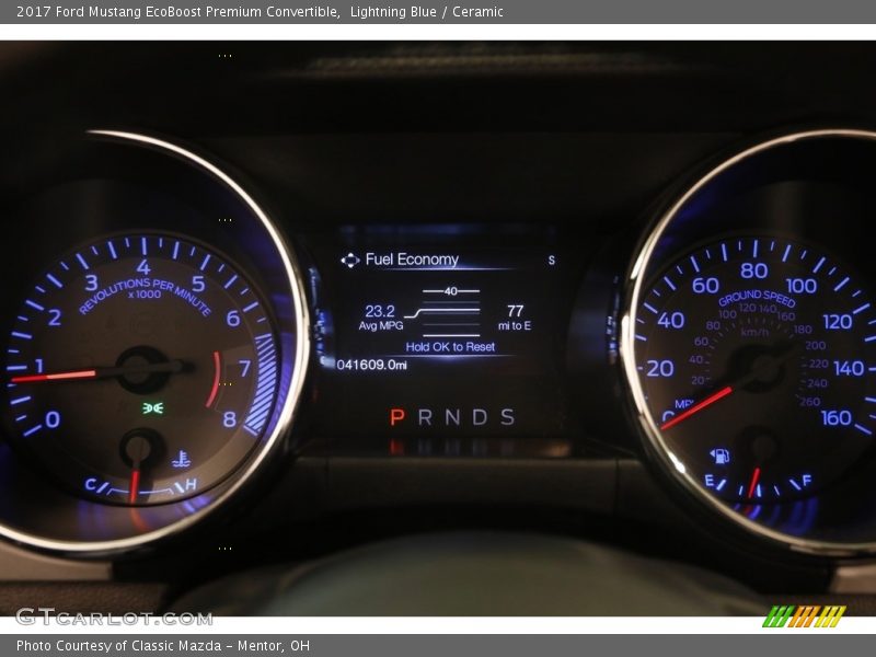 Lightning Blue / Ceramic 2017 Ford Mustang EcoBoost Premium Convertible