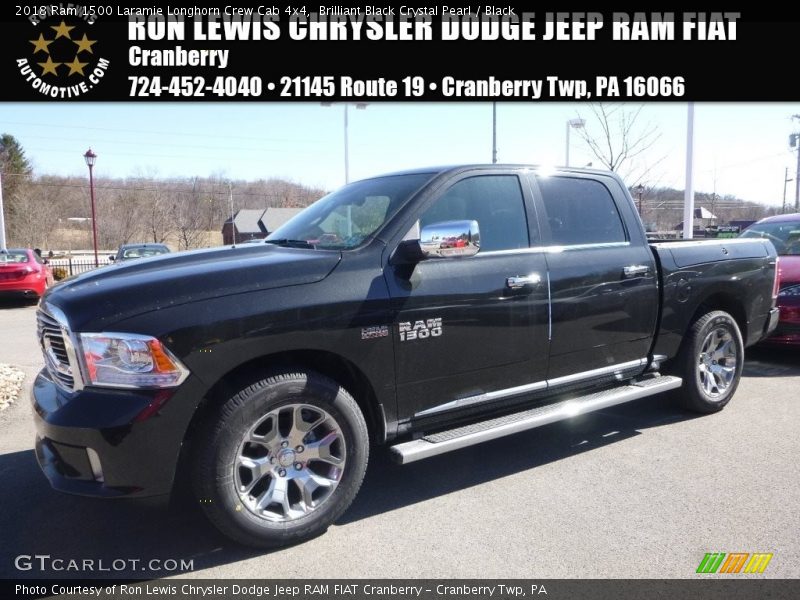 Brilliant Black Crystal Pearl / Black 2018 Ram 1500 Laramie Longhorn Crew Cab 4x4