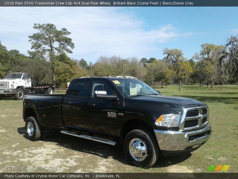 Brilliant Black Crystal Pearl / Black/Diesel Gray 2018 Ram 3500 Tradesman Crew Cab 4x4 Dual Rear Wheel