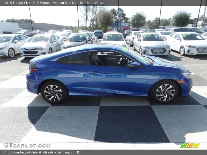 Aegean Blue Metallic / Black/Gray 2016 Honda Civic LX-P Coupe