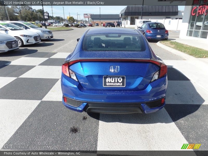 Aegean Blue Metallic / Black/Gray 2016 Honda Civic LX-P Coupe