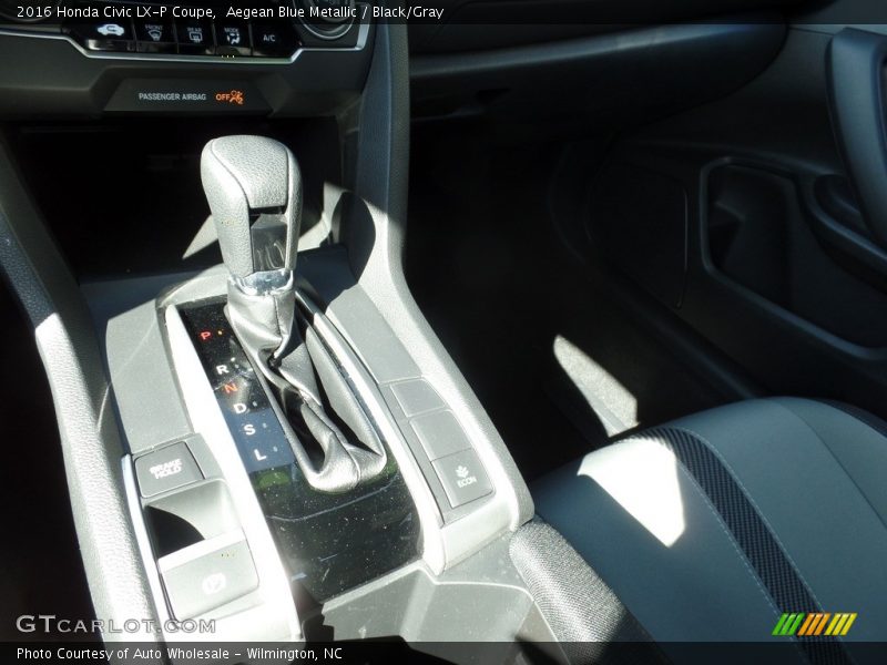 Aegean Blue Metallic / Black/Gray 2016 Honda Civic LX-P Coupe