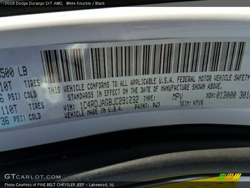White Knuckle / Black 2018 Dodge Durango SXT AWD