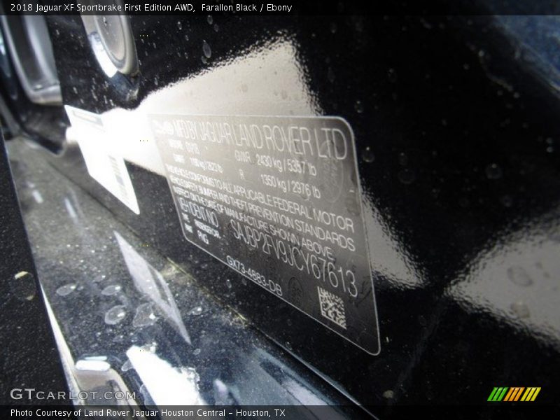 Farallon Black / Ebony 2018 Jaguar XF Sportbrake First Edition AWD