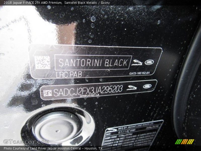 Santorini Black Metallic / Ebony 2018 Jaguar F-PACE 25t AWD Premium