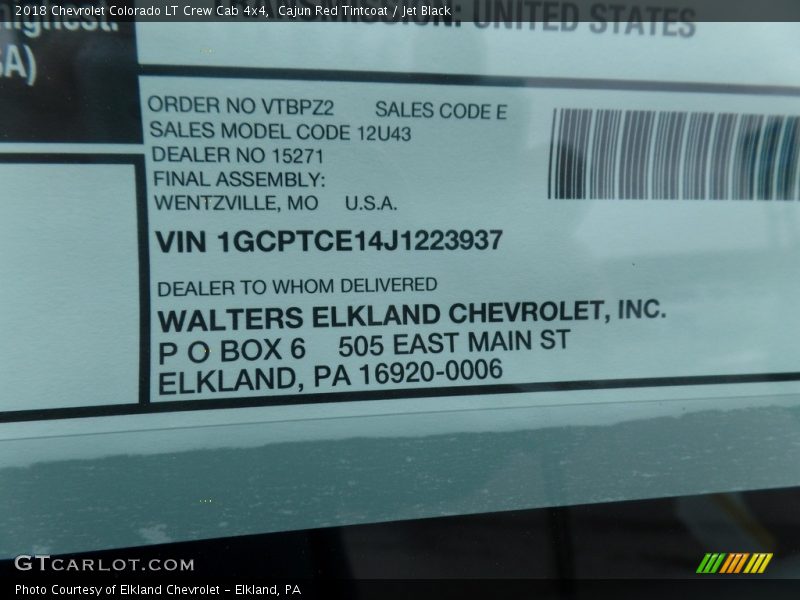 Cajun Red Tintcoat / Jet Black 2018 Chevrolet Colorado LT Crew Cab 4x4
