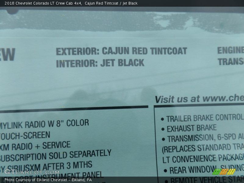 Cajun Red Tintcoat / Jet Black 2018 Chevrolet Colorado LT Crew Cab 4x4