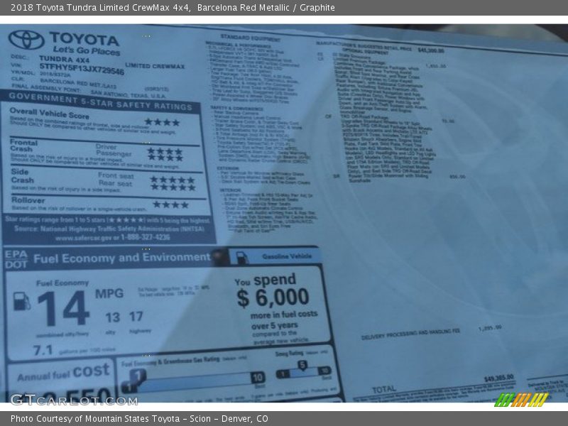 Barcelona Red Metallic / Graphite 2018 Toyota Tundra Limited CrewMax 4x4