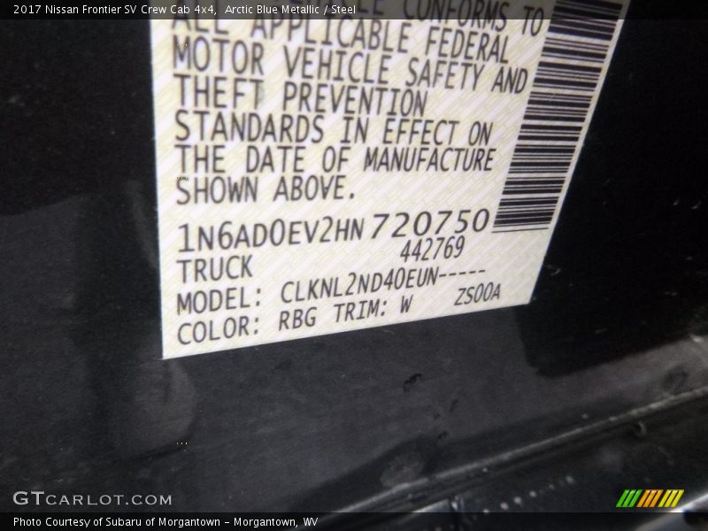 Arctic Blue Metallic / Steel 2017 Nissan Frontier SV Crew Cab 4x4