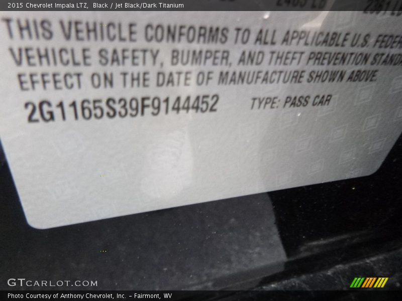 Black / Jet Black/Dark Titanium 2015 Chevrolet Impala LTZ