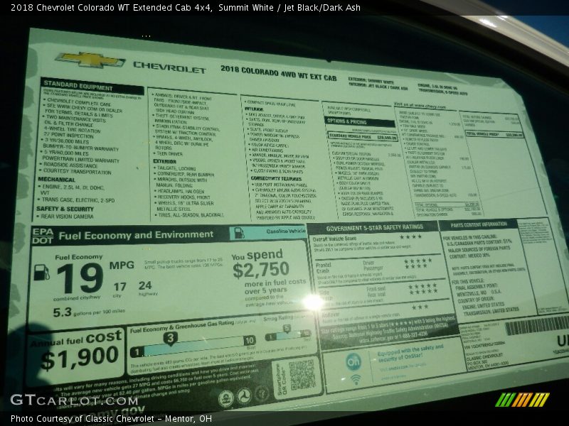 Summit White / Jet Black/Dark Ash 2018 Chevrolet Colorado WT Extended Cab 4x4