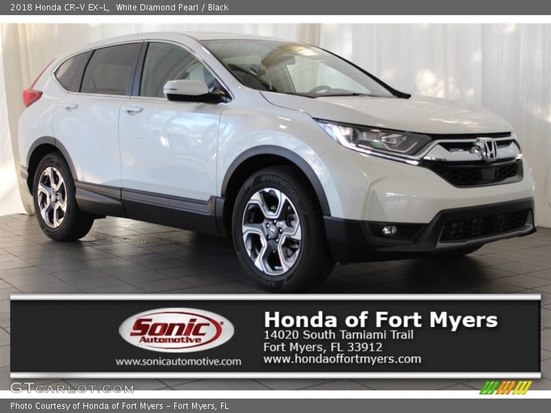 White Diamond Pearl / Black 2018 Honda CR-V EX-L