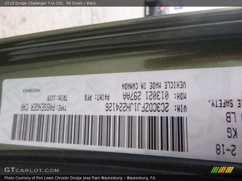 F8 Green / Black 2018 Dodge Challenger T/A 392