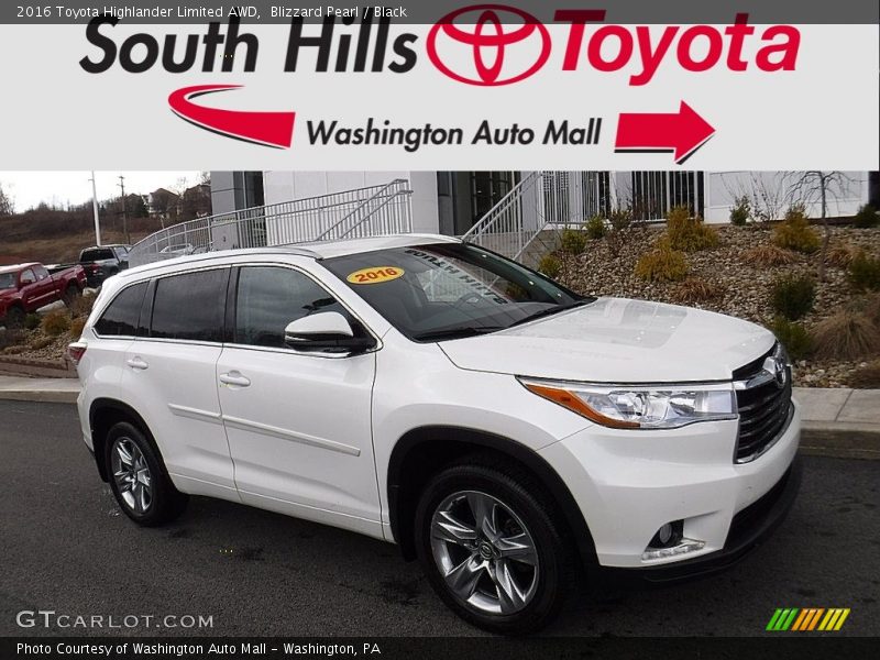 Blizzard Pearl / Black 2016 Toyota Highlander Limited AWD