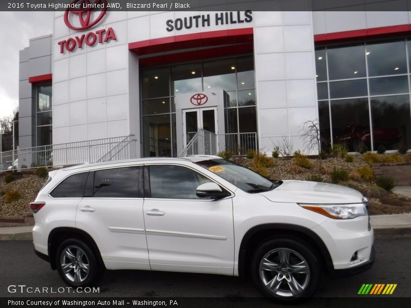 Blizzard Pearl / Black 2016 Toyota Highlander Limited AWD