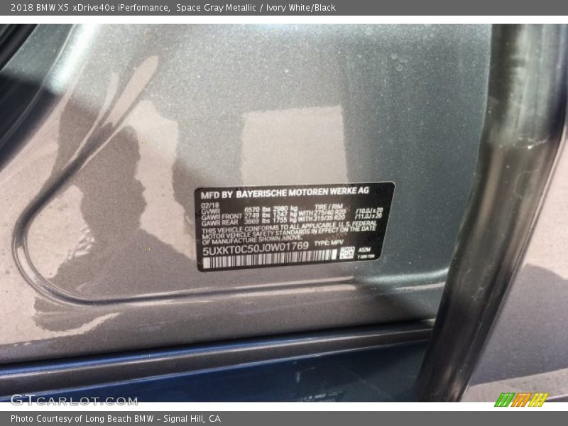Space Gray Metallic / Ivory White/Black 2018 BMW X5 xDrive40e iPerfomance
