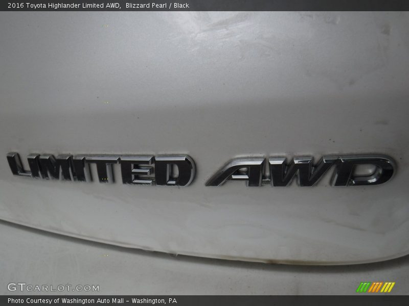 Blizzard Pearl / Black 2016 Toyota Highlander Limited AWD