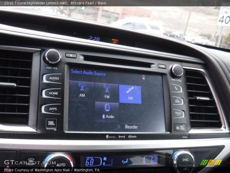 Blizzard Pearl / Black 2016 Toyota Highlander Limited AWD