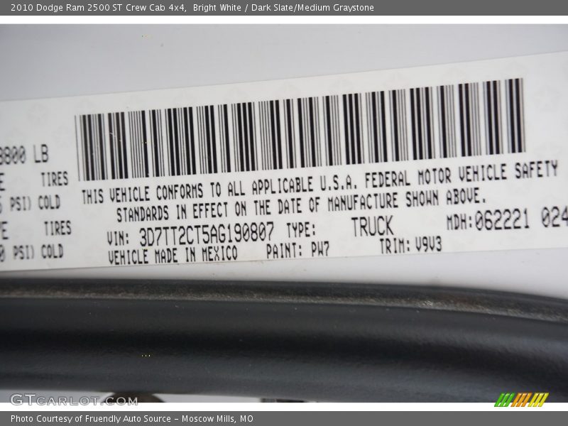 Bright White / Dark Slate/Medium Graystone 2010 Dodge Ram 2500 ST Crew Cab 4x4
