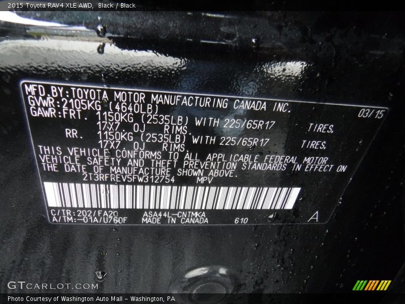 Black / Black 2015 Toyota RAV4 XLE AWD