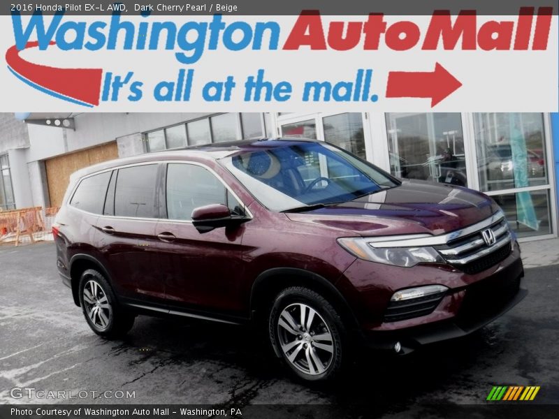 Dark Cherry Pearl / Beige 2016 Honda Pilot EX-L AWD