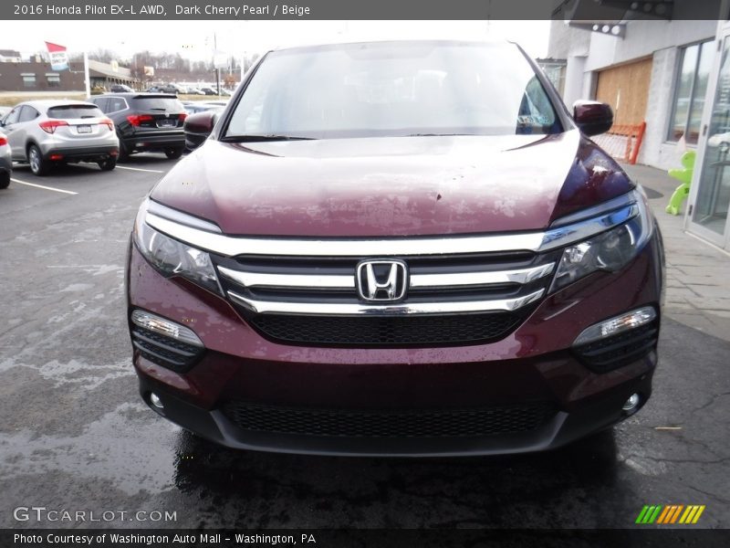 Dark Cherry Pearl / Beige 2016 Honda Pilot EX-L AWD