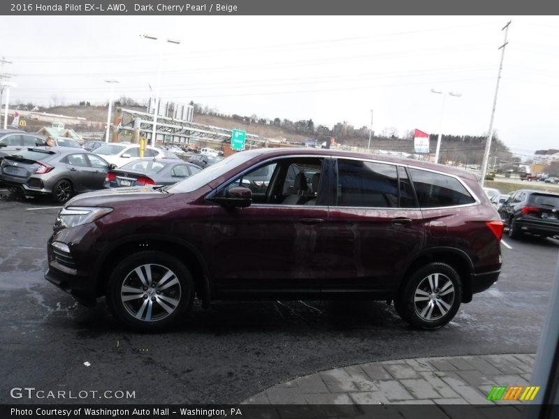 Dark Cherry Pearl / Beige 2016 Honda Pilot EX-L AWD