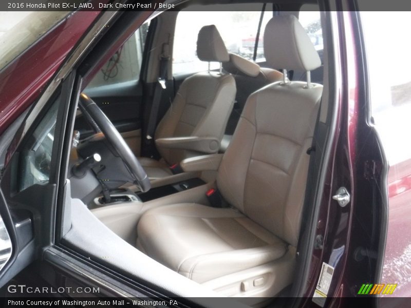 Dark Cherry Pearl / Beige 2016 Honda Pilot EX-L AWD