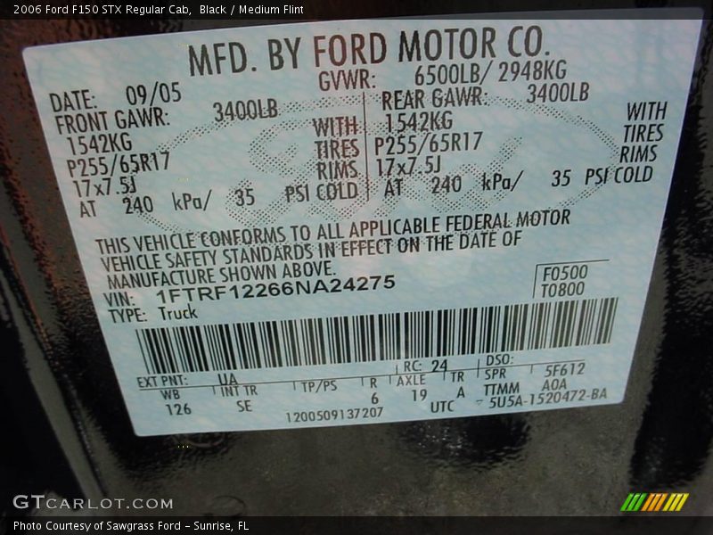 Black / Medium Flint 2006 Ford F150 STX Regular Cab