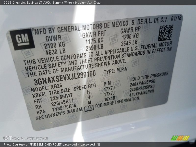 Summit White / Medium Ash Gray 2018 Chevrolet Equinox LT AWD