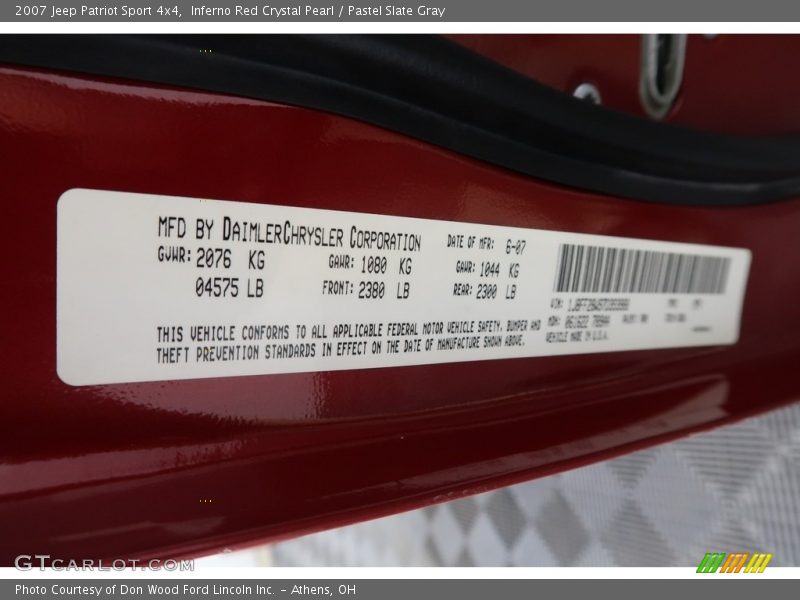 Inferno Red Crystal Pearl / Pastel Slate Gray 2007 Jeep Patriot Sport 4x4