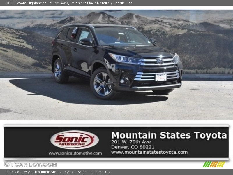 Midnight Black Metallic / Saddle Tan 2018 Toyota Highlander Limited AWD