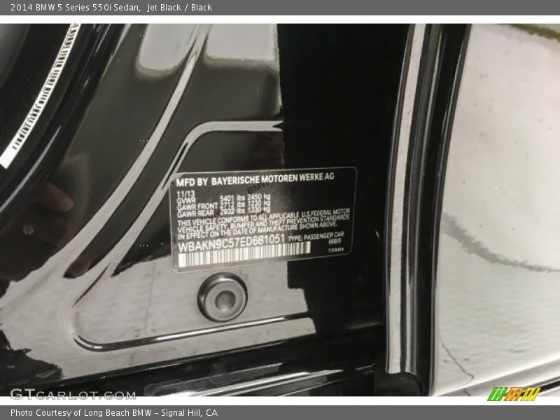 Jet Black / Black 2014 BMW 5 Series 550i Sedan