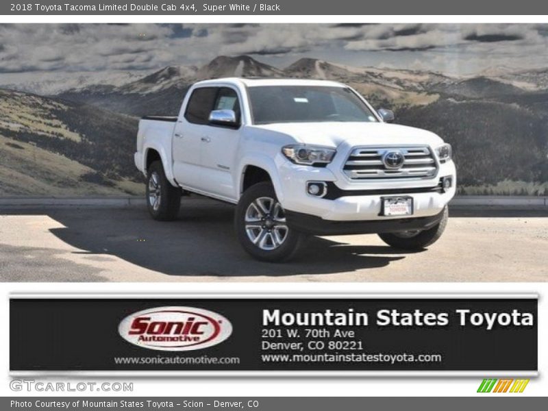 Super White / Black 2018 Toyota Tacoma Limited Double Cab 4x4