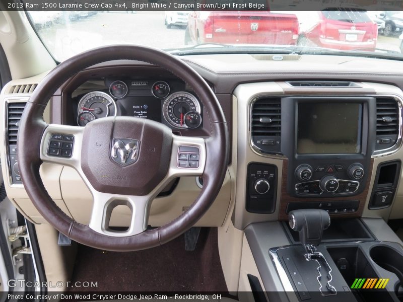 Bright White / Canyon Brown/Light Frost Beige 2013 Ram 1500 Laramie Crew Cab 4x4