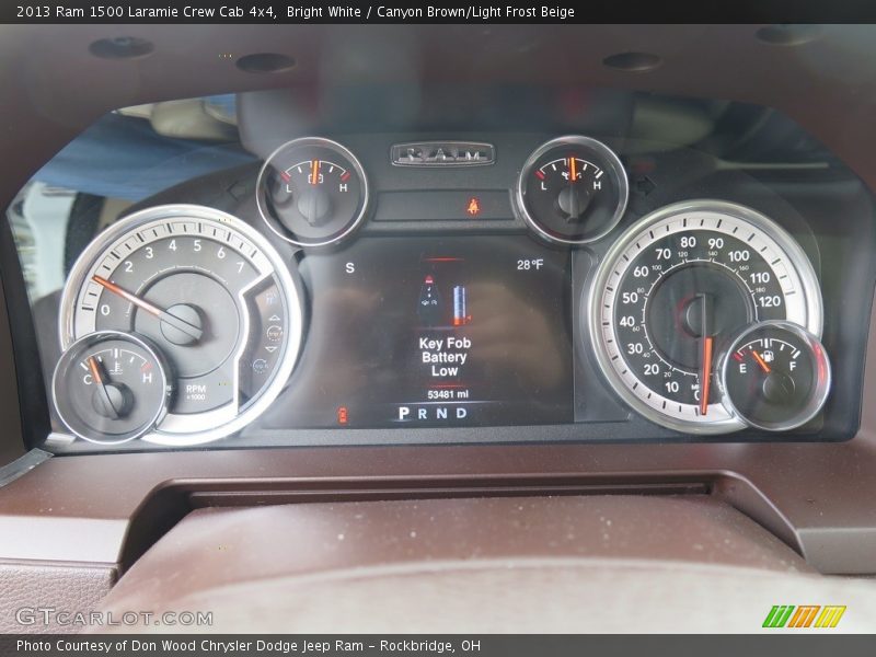 Bright White / Canyon Brown/Light Frost Beige 2013 Ram 1500 Laramie Crew Cab 4x4