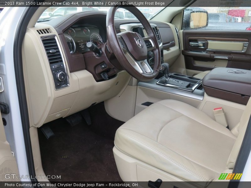 Bright White / Canyon Brown/Light Frost Beige 2013 Ram 1500 Laramie Crew Cab 4x4