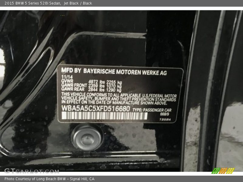 Jet Black / Black 2015 BMW 5 Series 528i Sedan