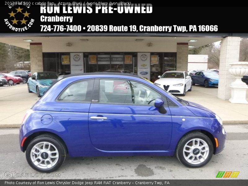 Azzuro (Blue) / Avorio/Nero (Ivory/Black) 2013 Fiat 500 c cabrio Pop