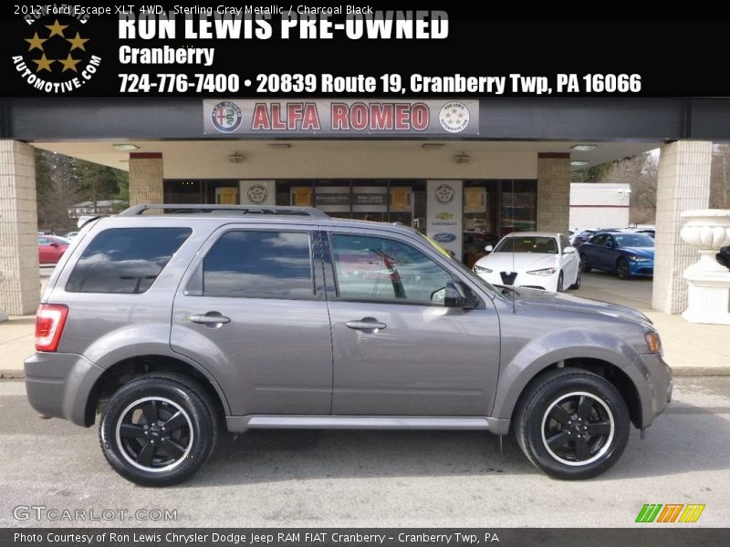 Sterling Gray Metallic / Charcoal Black 2012 Ford Escape XLT 4WD