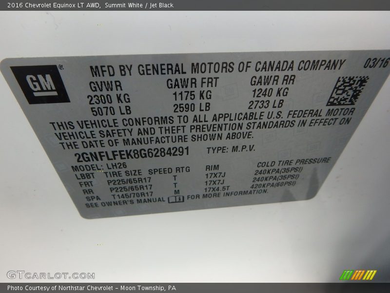 Summit White / Jet Black 2016 Chevrolet Equinox LT AWD