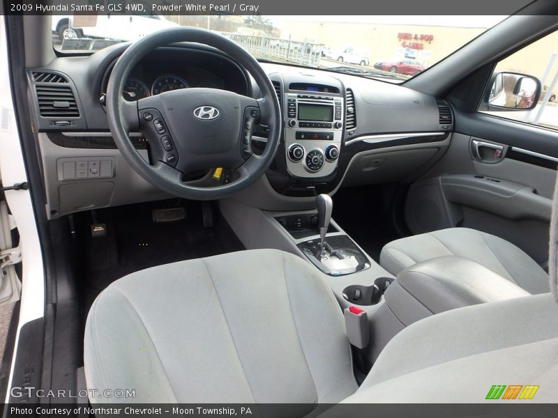 Powder White Pearl / Gray 2009 Hyundai Santa Fe GLS 4WD