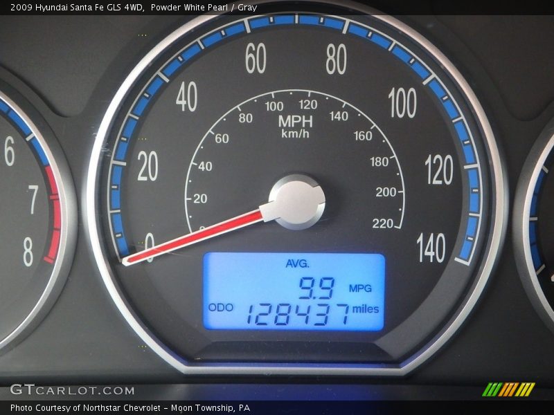 Powder White Pearl / Gray 2009 Hyundai Santa Fe GLS 4WD