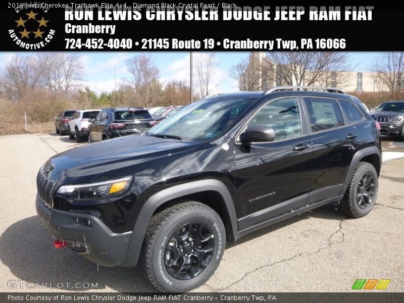 Diamond Black Crystal Pearl / Black 2019 Jeep Cherokee Trailhawk Elite 4x4