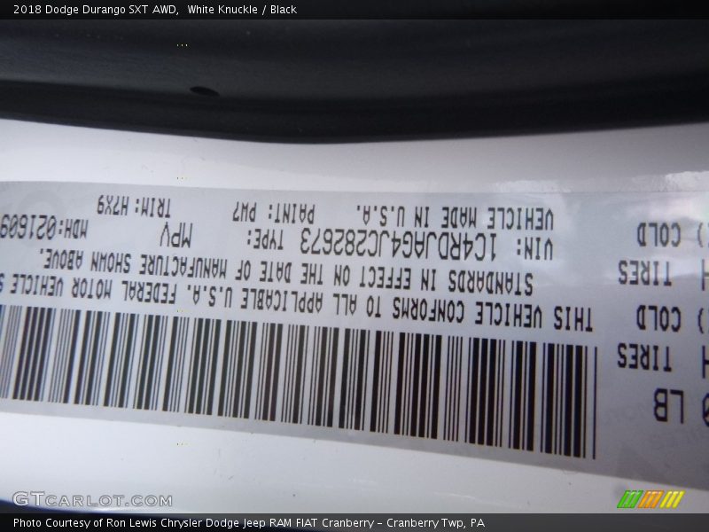 White Knuckle / Black 2018 Dodge Durango SXT AWD