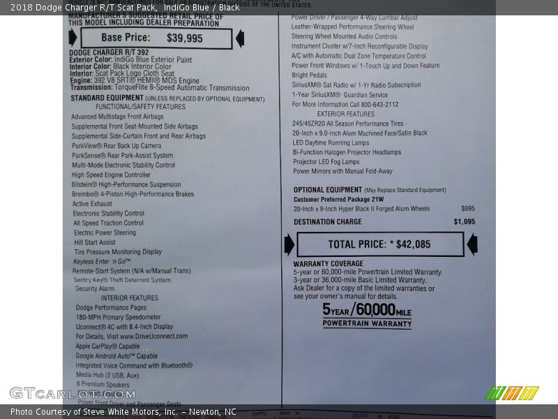 IndiGo Blue / Black 2018 Dodge Charger R/T Scat Pack